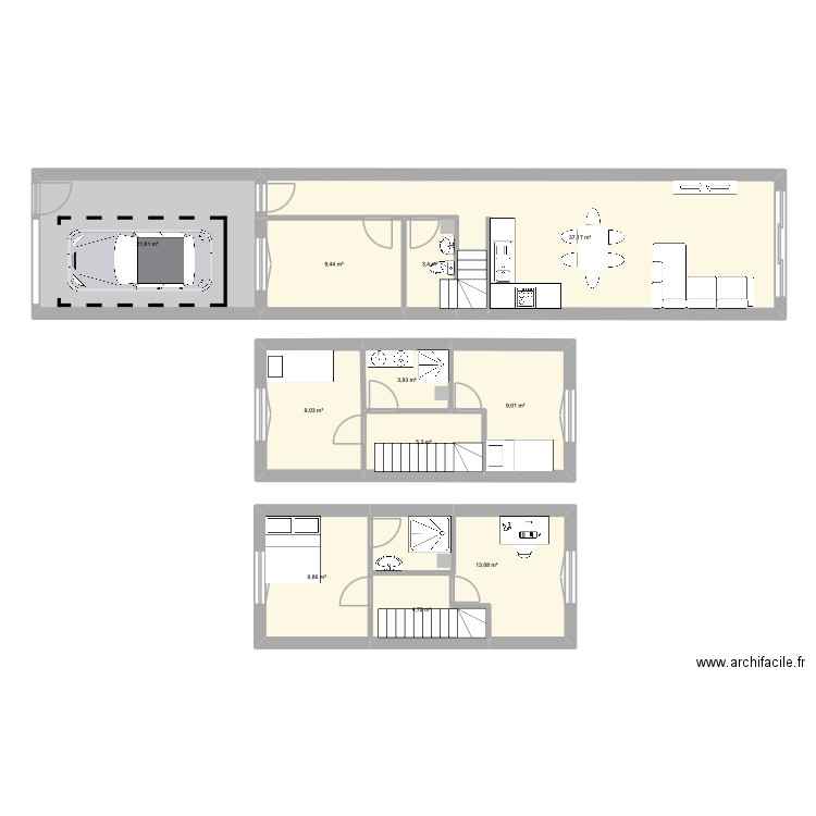 maison. Plan de 11 pièces et 127 m2