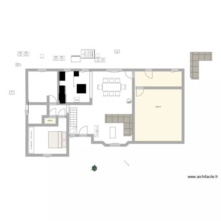 maison. Plan de 2 Pièces et 40 m²