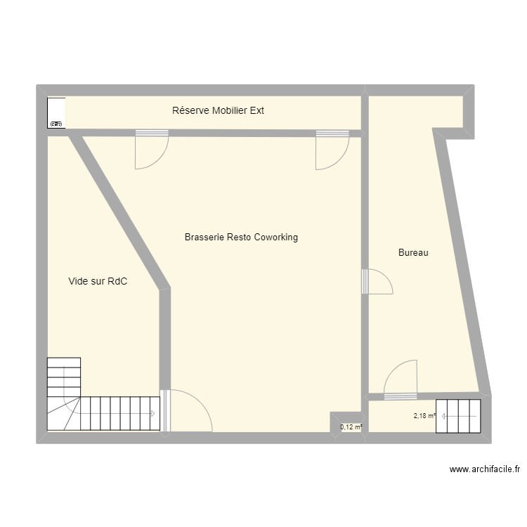 Quai 31 - R+1 partiel. Plan de 4 pièces et 76 m2