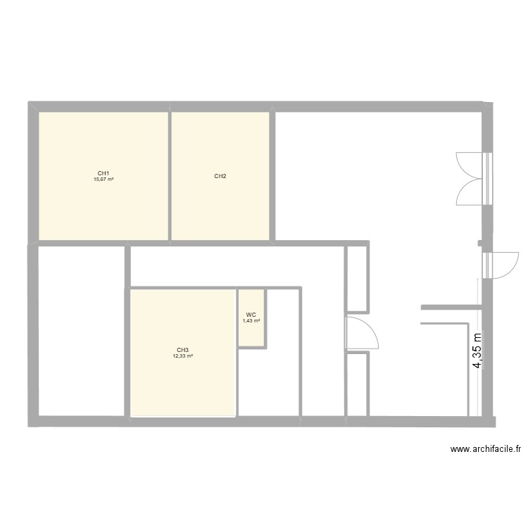 ROMANE. Plan de 4 pièces et 41 m2