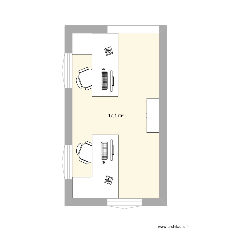 Bureau secrétariat. Plan de 1 pièce et 17 m2