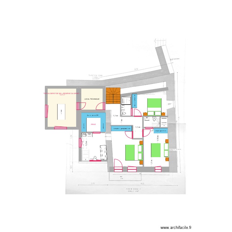 LE CHATELARD MOYEN 3 ESC DEPLACE. Plan de 2 pièces et 21 m2