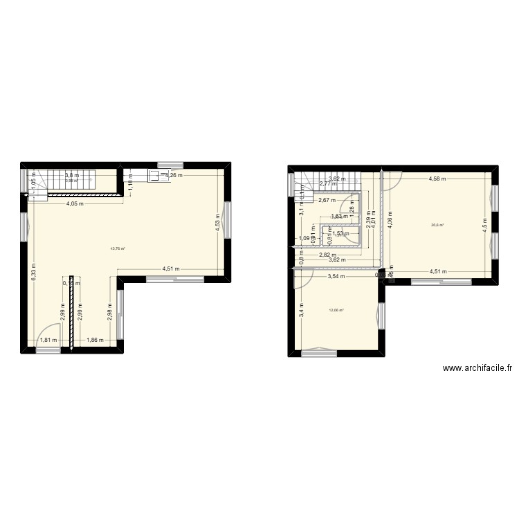 Plan M . UBERVORM. Plan de 6 pièces et 94 m2