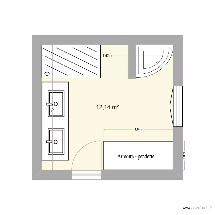 plan salle de bain rdc. Plan de 1  et 12 m²