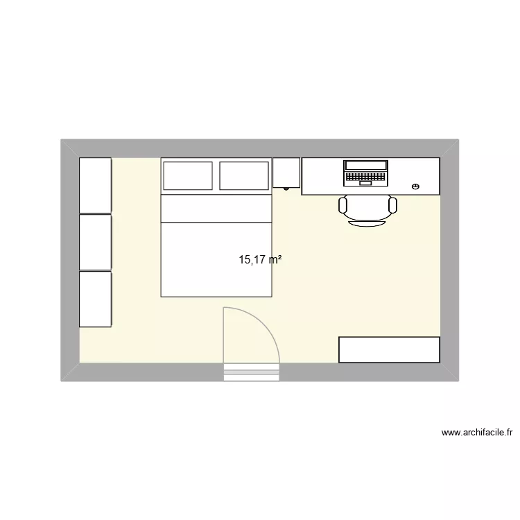 Chambre parental. Plan de 1  et 15 m²