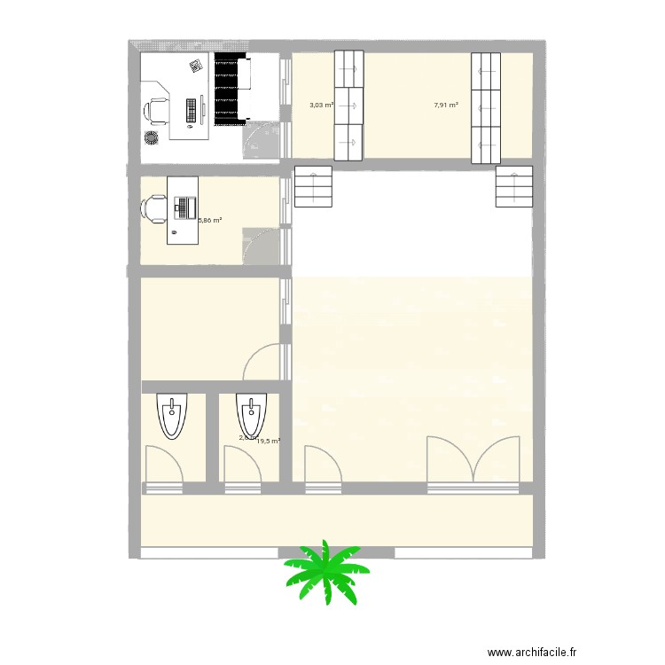 Plan Église MPJC PN. Plan de 5 pièces et 39 m2