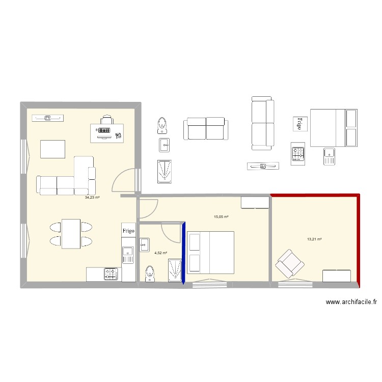 Samy2. Plan de 4 pièces et 67 m2