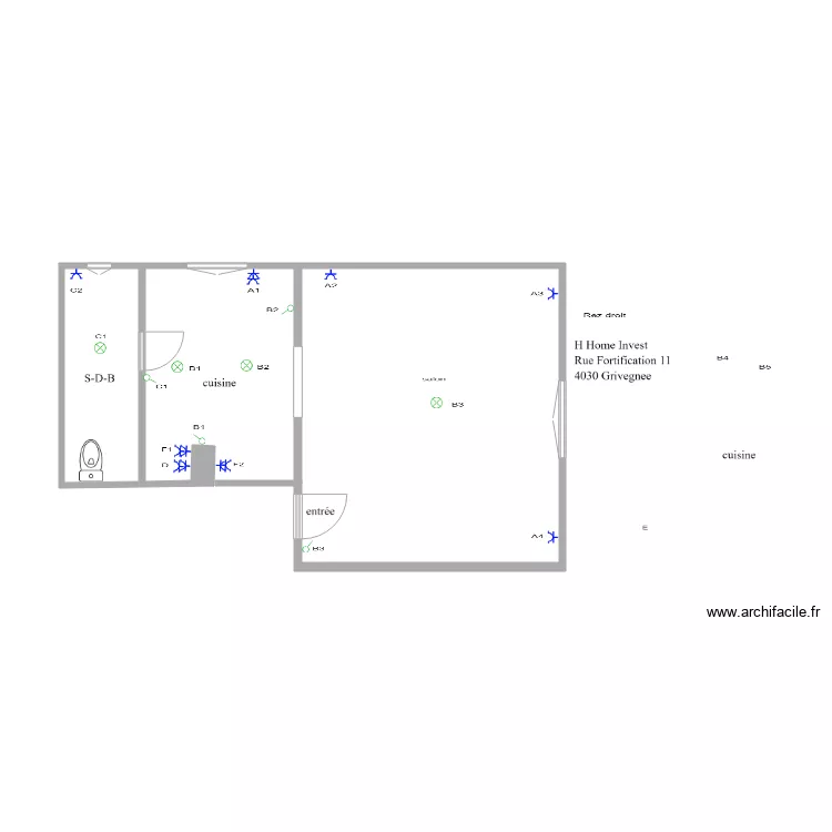 rez droit. Plan de 