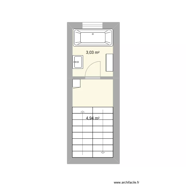 Rsvdp 1/2 étage sdb. Plan de 2 et 8 m² Rsvdp 1/2 étage sdb. Plan de 2 et 8 m²