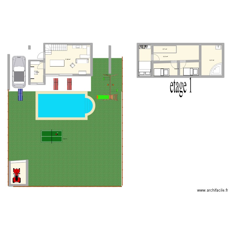 maison familiale. Plan de 7 pièces et 69 m2
