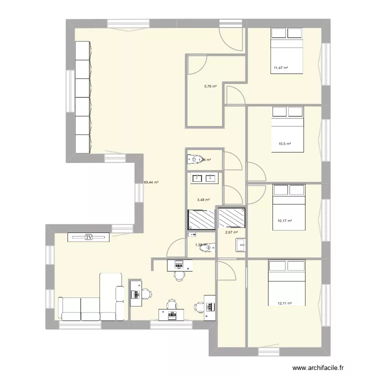 test2. Plan de 10  et 128 m²