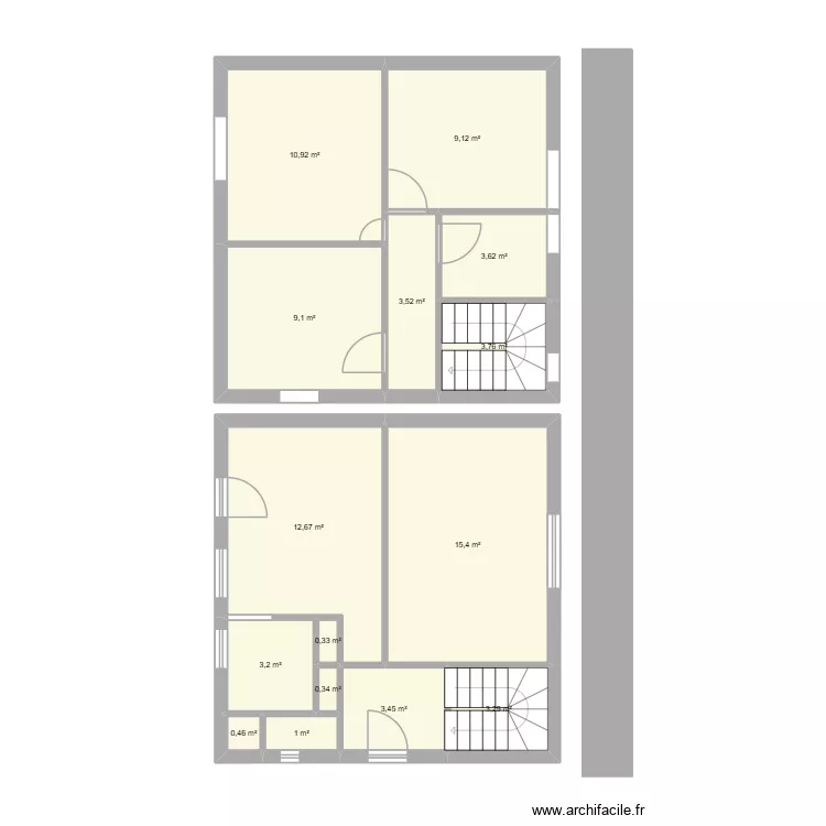CONTAY. Plan de 15 pièces et 80 m²