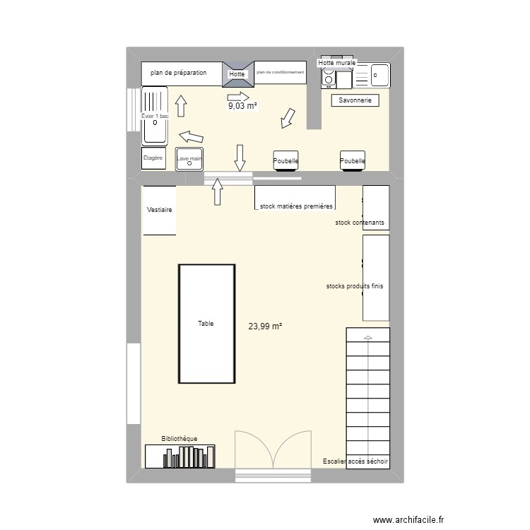 Plan labo de transformation. Plan de 2 pièces et 33 m2
