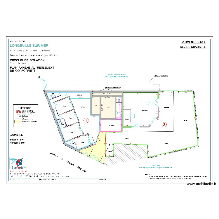 LONGEVILLE 2. Plan de 3 pièces et 51 m2