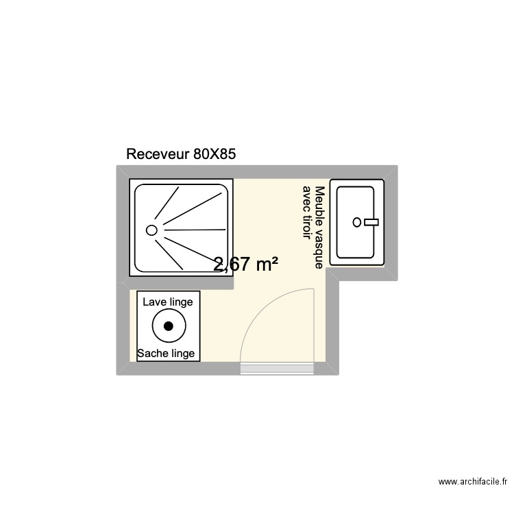 Les Marches 3 Option 2. Plan de 1 pièce et 3 m2