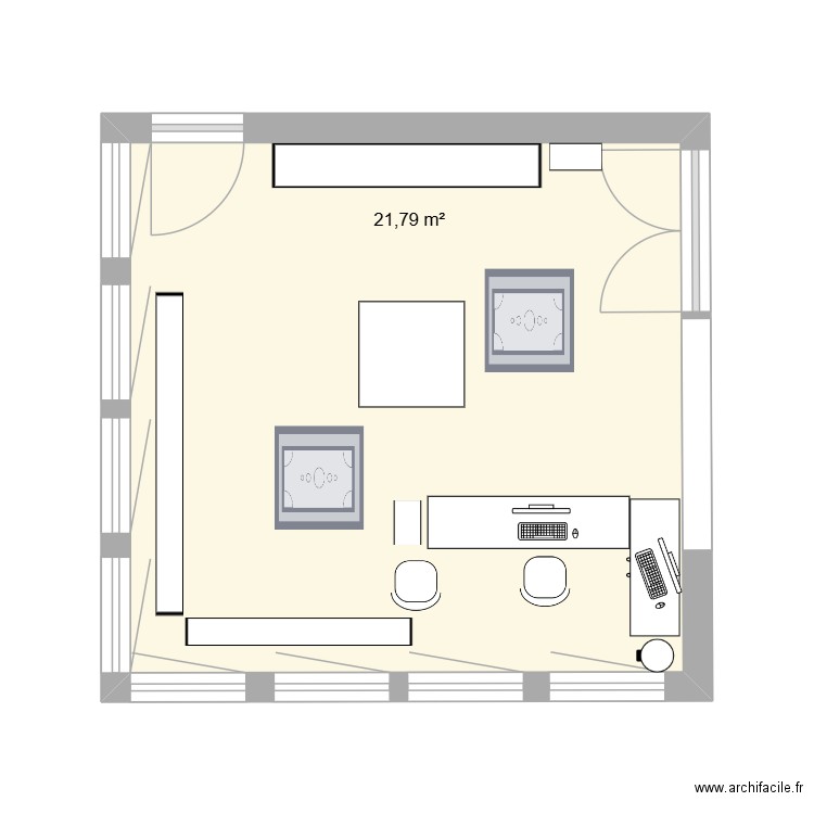 Atelier. Plan de 1 pièce et 22 m2