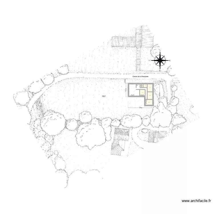 Implantation 100m2 v2. Plan de 7  et 53 m²