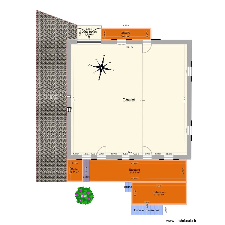Galerie Montisbrand extension 2025 v3. Plan de 6 pièces et 176 m2