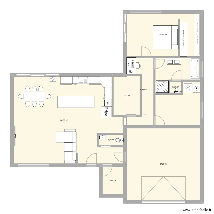 2ème croquis. Plan de 9 pièces et 162 m2