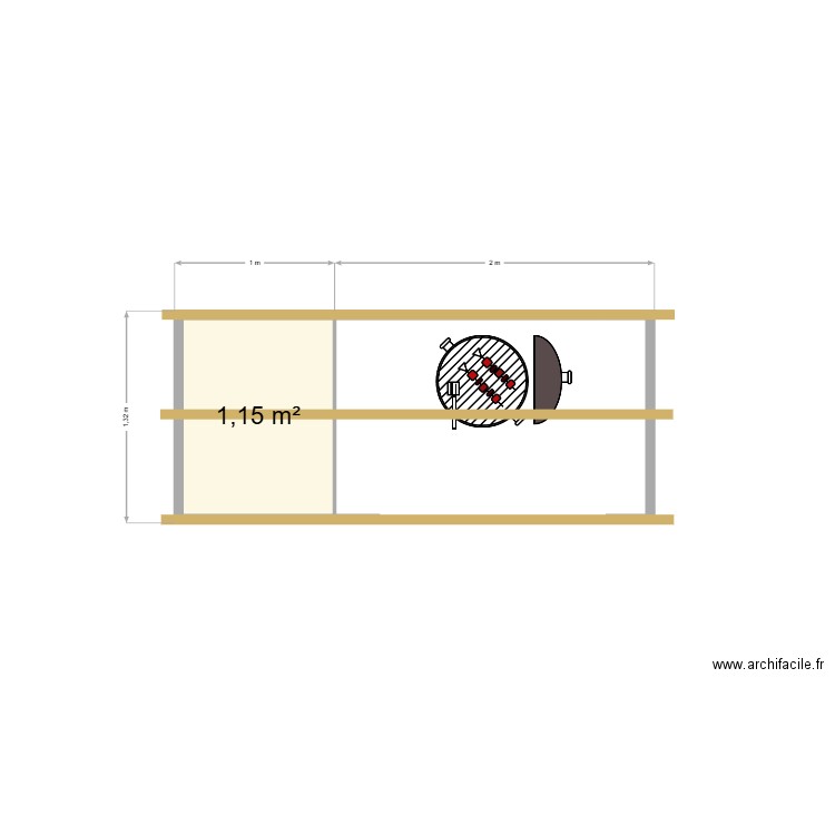 cabane jardin barbecue. Plan de 1 pièce et 1 m2