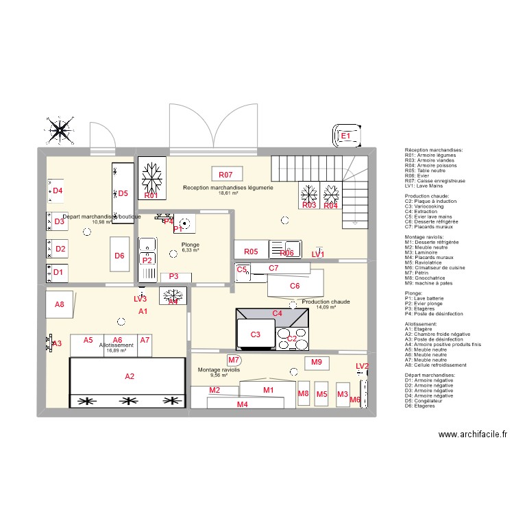 PLAN RDC . Plan de 6 pièces et 76 m2