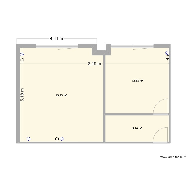 bureau cst. Plan de 3 pièces et 41 m2