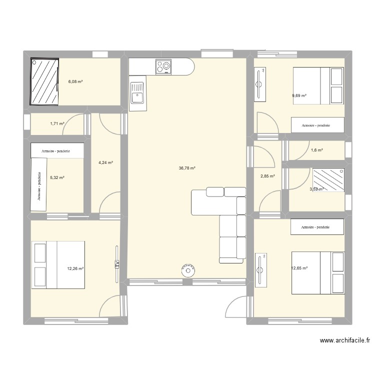 Maison idéale. Plan de 11 pièces et 97 m2