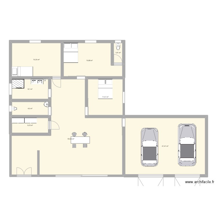 Plan maison . Plan de 9 pièces et 165 m2