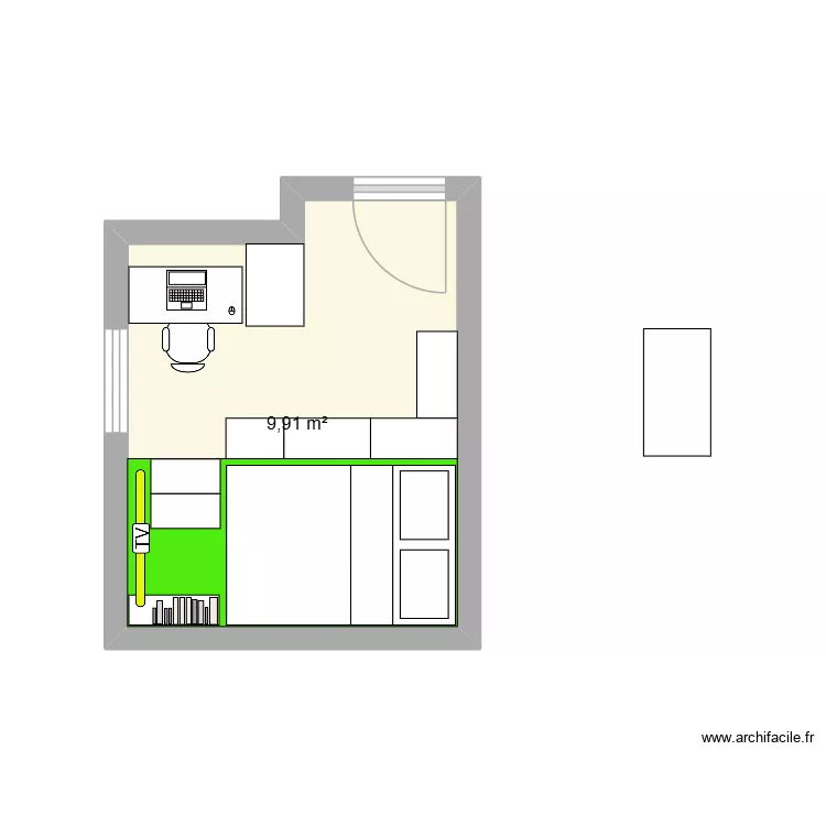 chambre 2. Plan de 1  et 10 m²