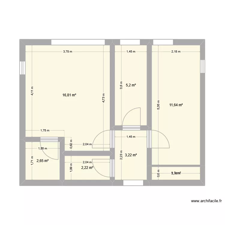 Premier plan. Plan de 7  et 43 m²
