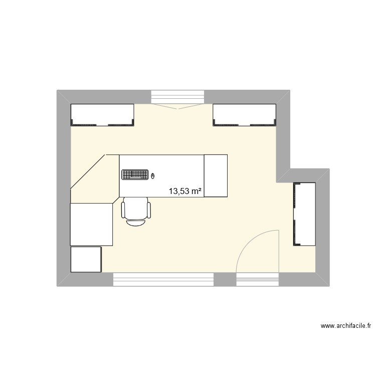 Compta. Plan de 1 pièce et 14 m2