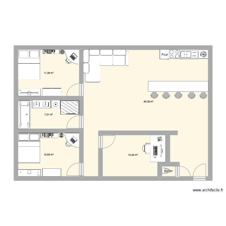 maison. Plan de 6 pièces et 89 m2