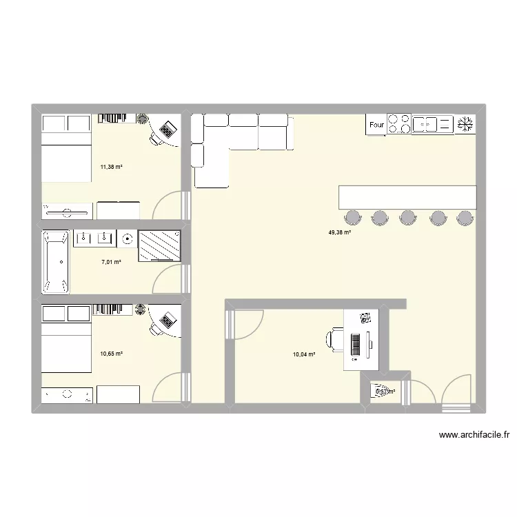 maison. Plan de 6 pièces et 89 m²