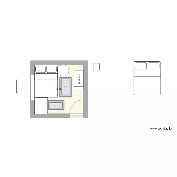 Chambre idées. Plan de 1 Pièce et 9 m² Chambre idées. Plan de 1 Pièce et 9 m²