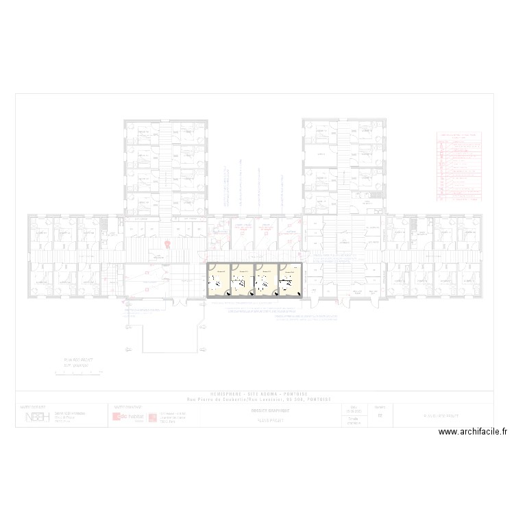 Bureau HUAS  Pontoise. Plan de 4 pièces et 42 m2