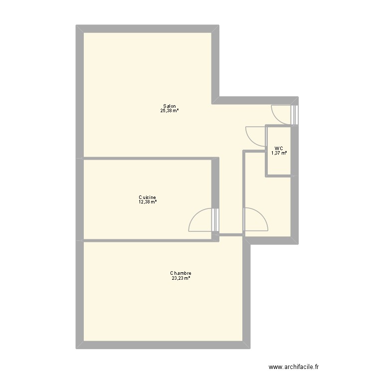 fff. Plan de 4 pièces et 62 m2