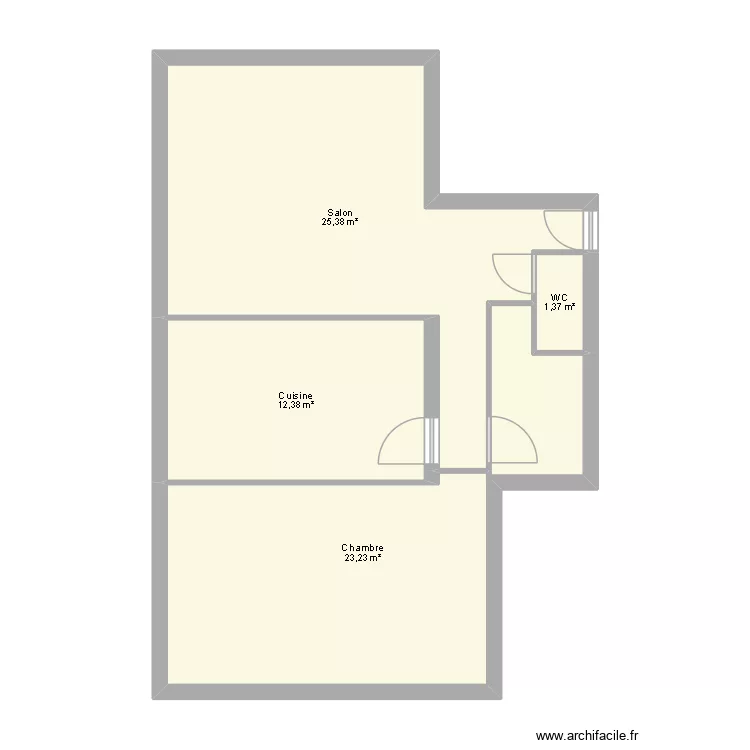 fff. Plan de 4 pièces et 62 m²