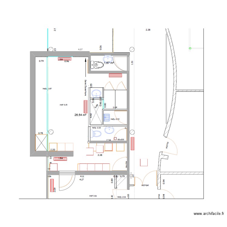 LOFT FILLE. Plan de 2 pièces et 28 m2