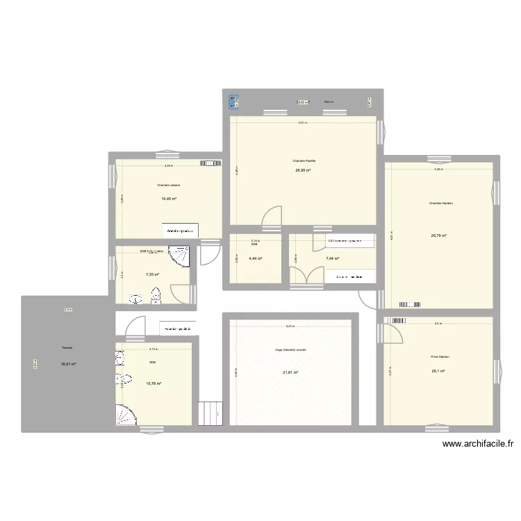1 er - travaille Anne Lise. Plan de 11  et 160 m²