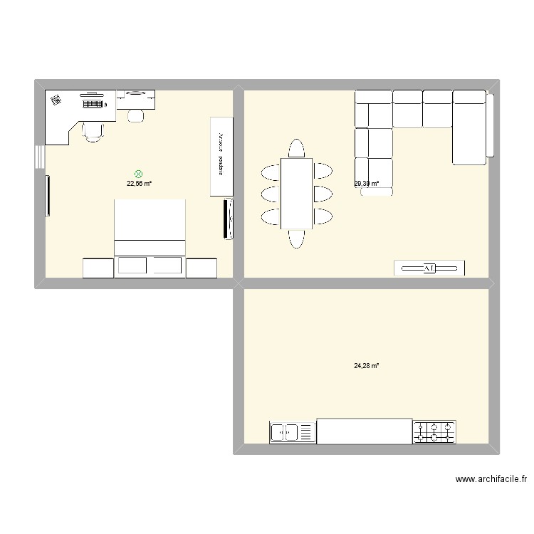 maison. Plan de 3 pièces et 76 m2