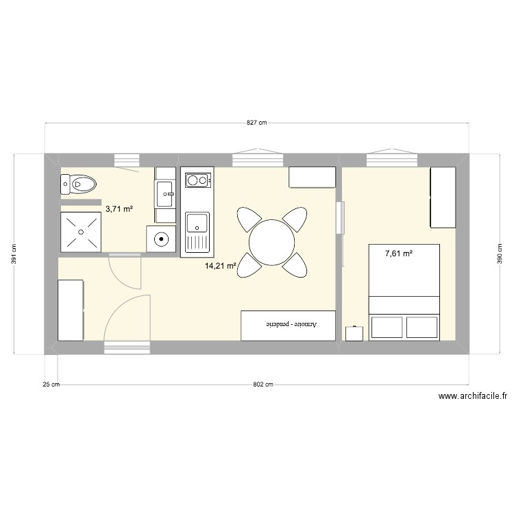 Sketch 1. Plan de 3 pièces et 26 m2