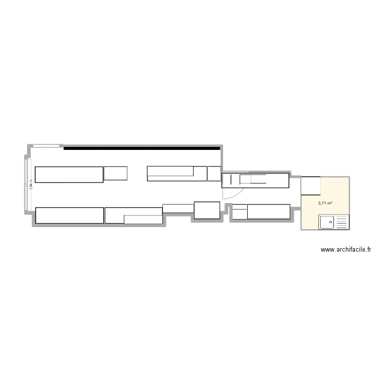 crunch. Plan de 1 pièce et 4 m2