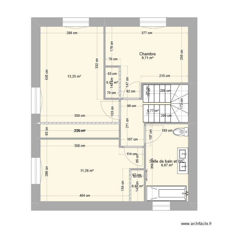 Projet 2024 étage. Plan de 8 pièces et 52 m2