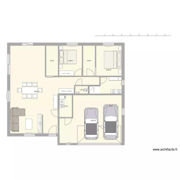 michel contour maison 5. Plan de 8  et 133 m²