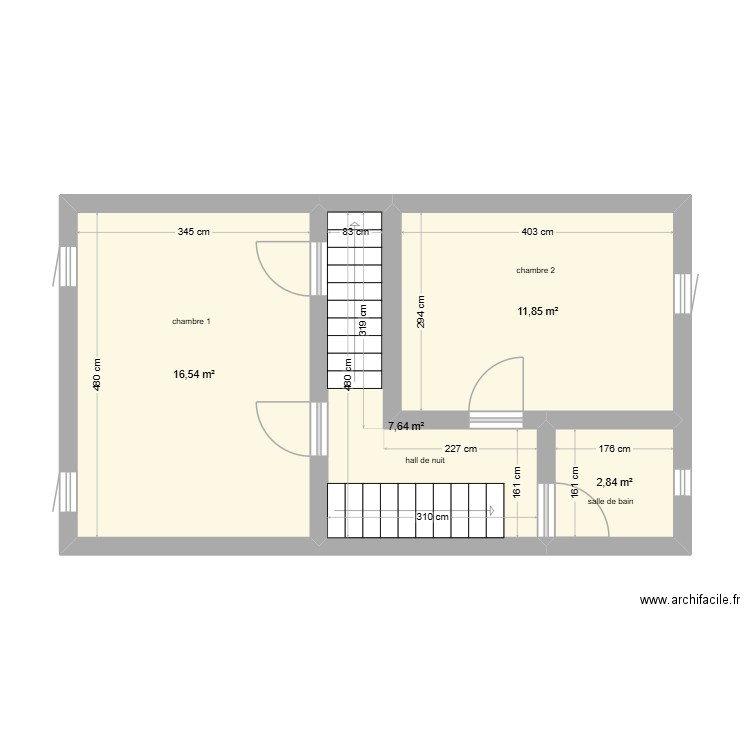 ETAGE1. Plan de 4 pièces et 39 m2