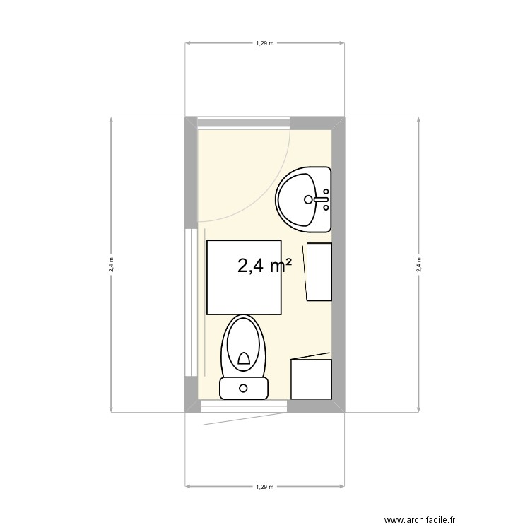 WCcave. Plan de 1 pièce et 2 m2