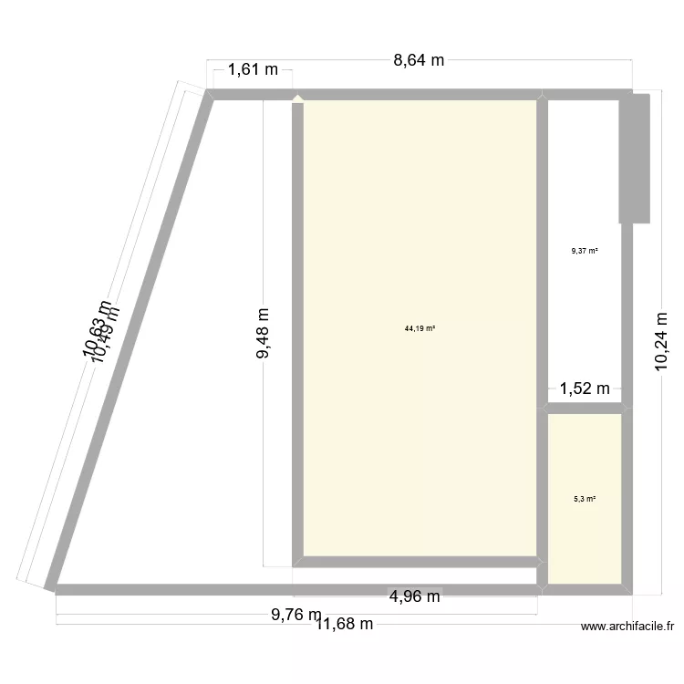 piscine CBO. Plan de 3  et 59 m²