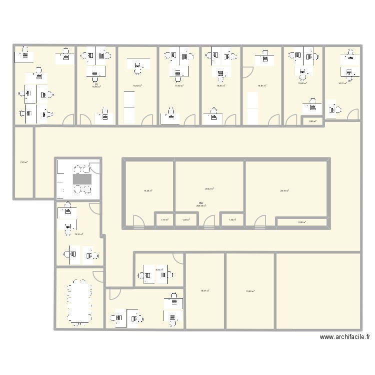 1er Etage droit_janv2026_v2. Plan de 21 pièces et 541 m2