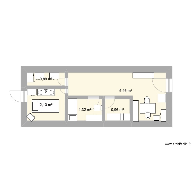institut capuine. Plan de 5 pièces et 11 m2