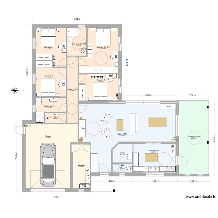 Gorisse PP7. Plan de 15 pièces et 229 m2